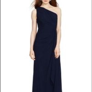 NWT Ralph Lauren Gown - One Shoulder Navy